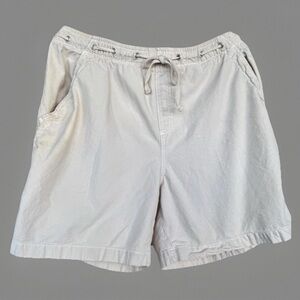Cappagallo Womens Pull On Drawstring Cotton Bermuda Beige Shorts Stretch Large